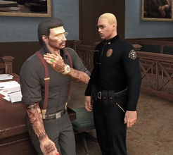 Slacks and Ramee have a discussion in the Courtroom
