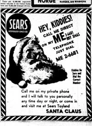 1955  ad with the misprinted telephone number that led to the NORAD Tracks Santa Program