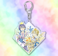 Keychain of Yato and Yukine from Noragami Kuji 2021. 8cmx8cm.