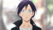 S2E7: Yato's surprise when Hiyori says she wants to stay with him.