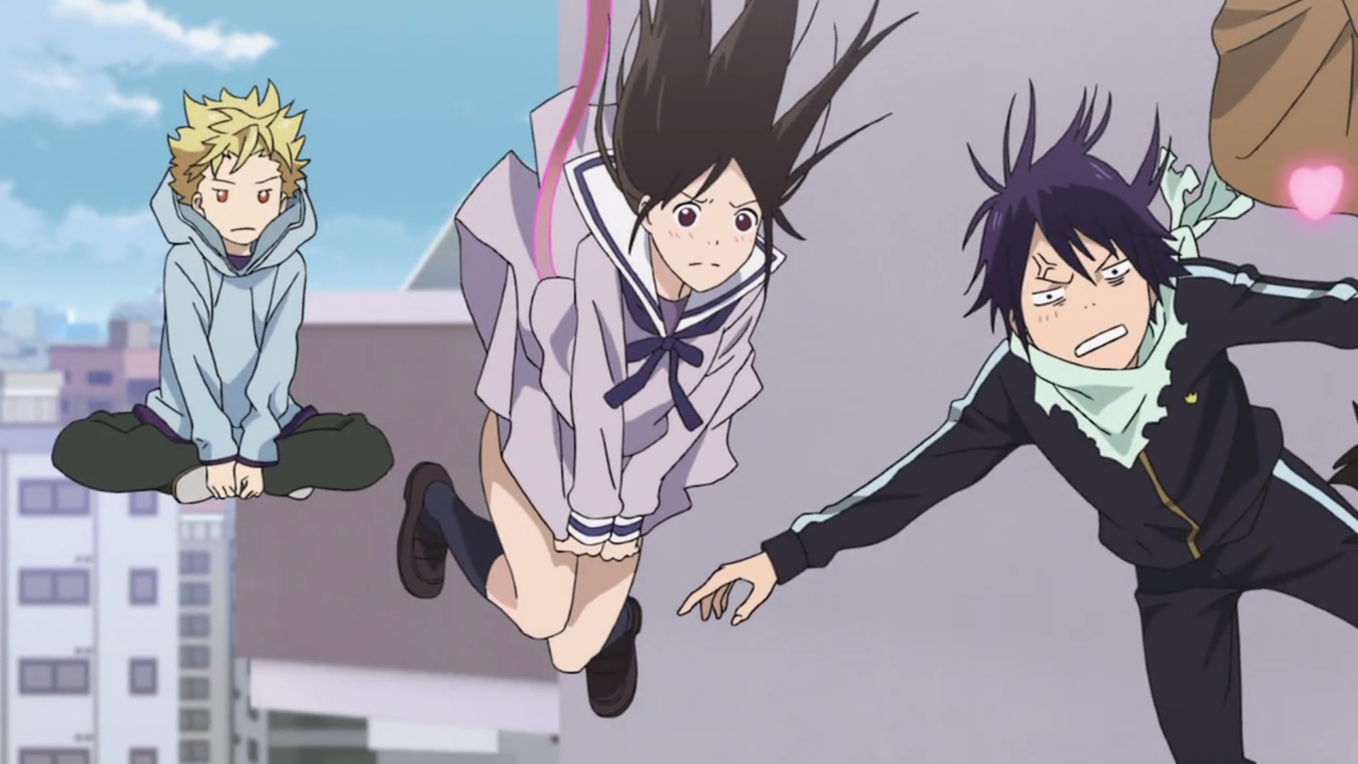 Hiyori, Yato and Yukine into the opening of Noragami Aragoto