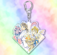 Keychain of Hiyori and Yukine from Noragami Kuji 2021. 8cmx8cm.