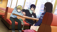 S1E3: Hiyori treats Yato and Yukine to a meal.