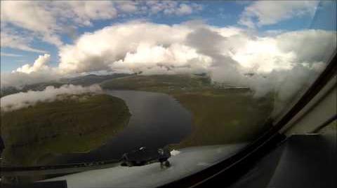Cockpit - AVRO Rj100 Landing VAGAR Faroe Islands Rwy 30 visual waterfall approach Fantastic view