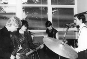 Rehearsing Autumn 1980 L to R Steve Bevan, David Cuff, Nick Green, Dominic Riley