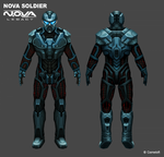 Initial concept art for the Mobile Armored Suit for N.O.V.A. Legacy.