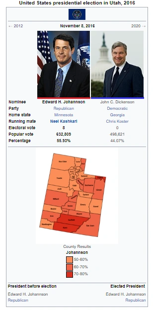 United States presidential election in Utah, 2016 (New Johannson