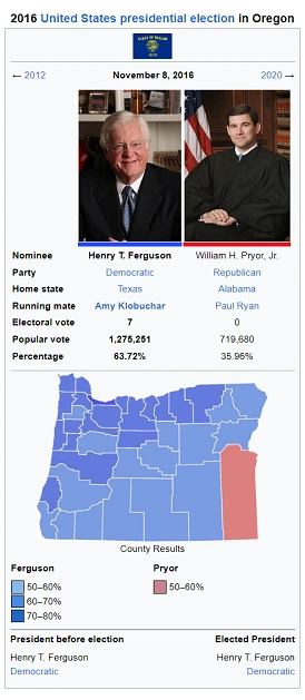 United States presidential election in Oregon, 2016 (Ferguson Scenario