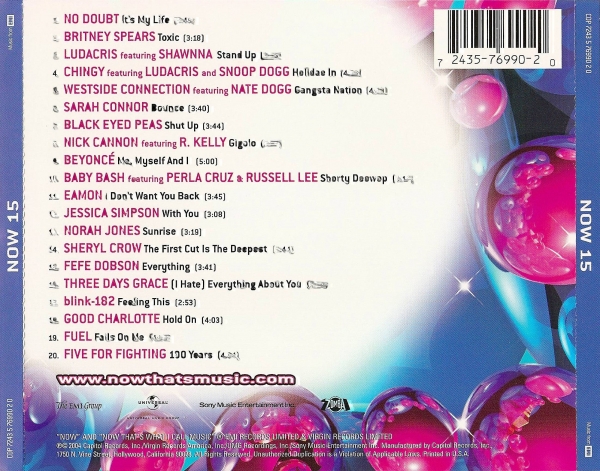 英2CD Various Now Thats What I Call Music 15 CDNOW15 EMI, Virgin, Polygram /00220 Now That's What I Call Music - Now That's What I Call Music