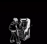 Gigi playing B2J's arcade machine (Credits)