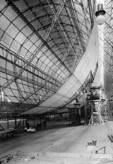 Airship under construction in the 'Pipollo Works' in Tronda