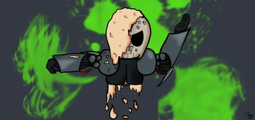 A drawing of melting with the mutation "Rhino Skin"