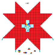 JingzheChina's 1057: He is seven times 151, and he has rainbow toys and rainbow eyebows! He is also an eight-pointed star, or a centered hexadecagon.