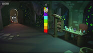 Seven discovers the wizard's den.
