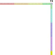MintyBuddy2122232425's Seventy-Three in a long upside-down L-shaped arrangement (1369/37^2)
