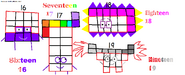 Numberblocks 16-19 (Made in MS Paint)