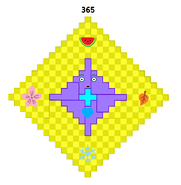 JingzheChina's 365 in rhombus (centered square) shape. 365=132+142, and the four corner stands for four seasons!