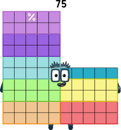 Seventy-Five loves percentages! And also introduces them, too. He's the third super rectangle to be odd, and he also loves playing bingo, teaching the Twenty-Five-multiples how to play it. He's triple Twenty-Five.