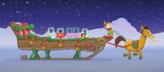 Stan Elf rides the sleigh with the Alphablocks
