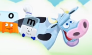 A cow as it appears after the word “moo” in Race.
