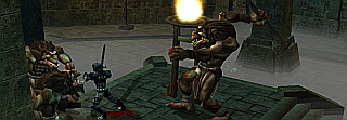 A fight taking place in classic dungeon