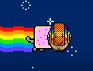 The Youtube version of Daft Punk Nyan Cat (Note: the helmet is smaller.)