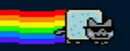 Smooth Jazz Nyan Cat in Nyan Cat Adventure with a noticeably different poptart and the default rainbow