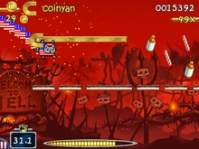 A player in Universe mode with the Coinyan Powerup.