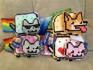 Fiesta Dog Plushie with Nyan Cat, Valentine Nyan Cat, and Smooth Jazz Nyan Cat