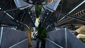 The cable car setting off from the Podding station