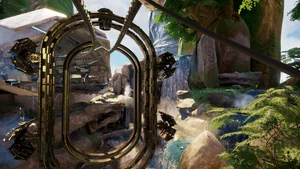 The cable car reaching the Silo docking station