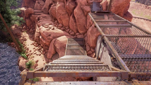 Flip down the stairs using the lever