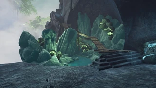   The turquoise sphere at the start of the East path