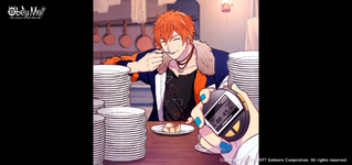 Beel trying to set a new world record for pudding eating