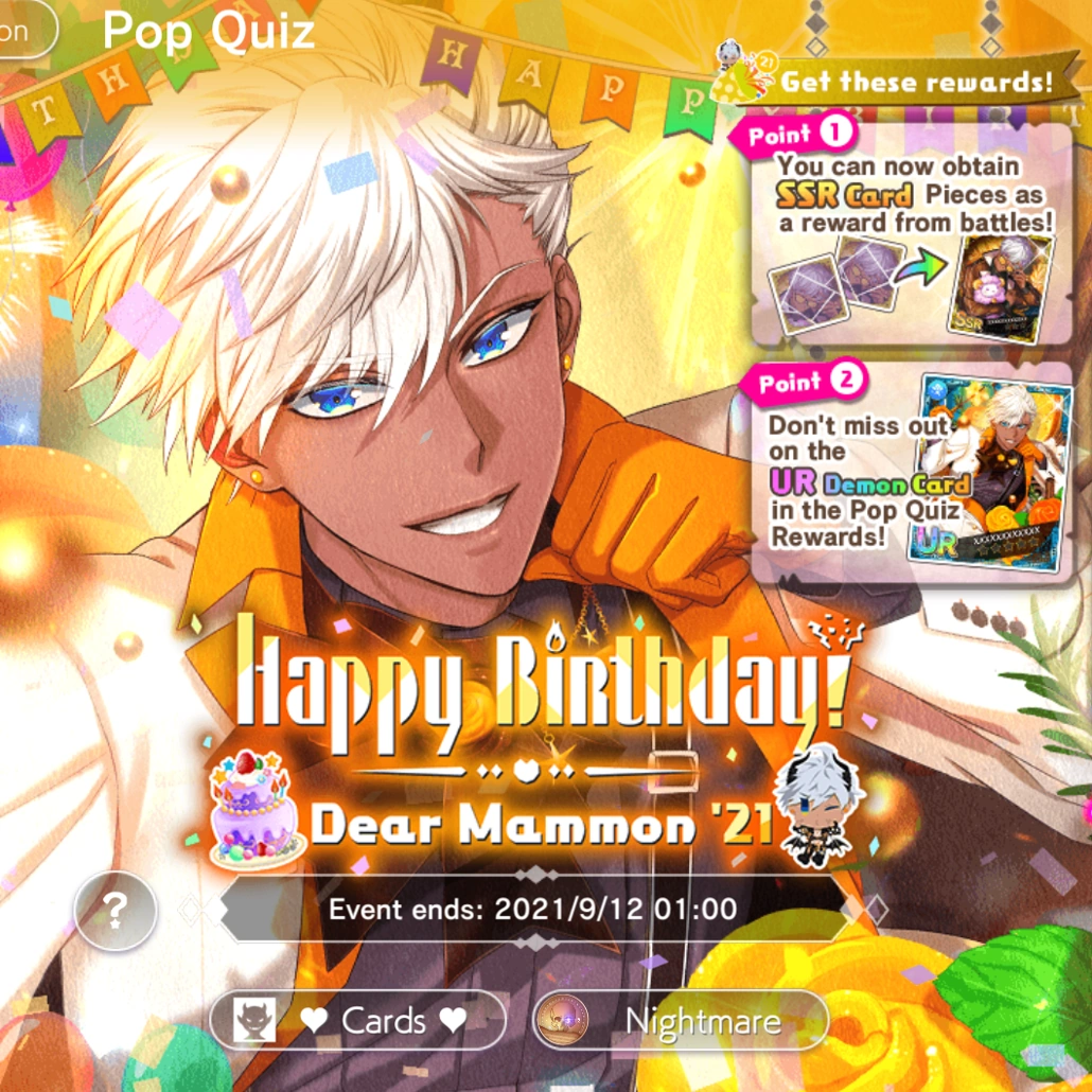 Happy Birthday! Dear Mammon '21 | Obey Me! Wiki | Fandom