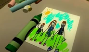 A drawing by Jez depicting him and his family