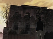 East facade of the burned down 511 Kinderheim