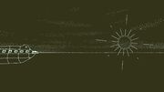 A circular particle effect with radial lines around it hovers in the right of the foreground. In the background part of the hull of an old sailing ship is visible.