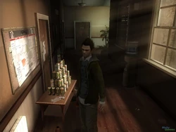 Corey in his dormitory hallway.