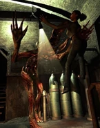 Artwork of Ashley being killed by an ArbolTrebol