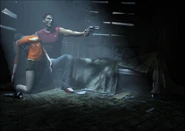 Art of an unconscious Shannon being protected by her brother