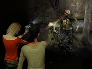 Ashley and Shannon fighting a monster