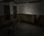 This room connects with the yellow hallway, and might be what's seen from the window in the other screenshot.