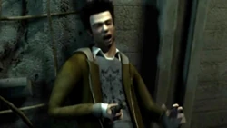 Corey impaled through his abdomen.