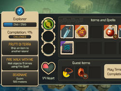 Game menu (left part)