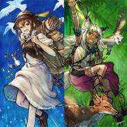 Launch art featuring Tressa and Ochette with her companions