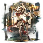Primrose and Yusufa in Primrose's Champions of the Continent artwork