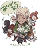 Promotional artwork of Alfyn, Ogen, Primrose, Ellen and Flynn.