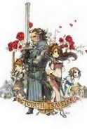 Olberic, Primrose, Philip, and Yusufa promotional art