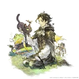 Promotional artwork featuring Cyrus with characters from Another Eden: The Cat Beyond Time and Space.